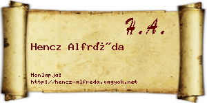 Hencz Alfréda névjegykártya